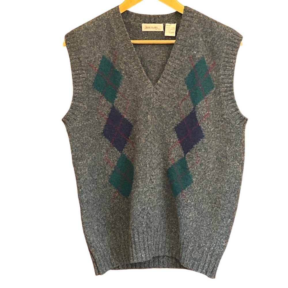 Vintage Brian MacNeil Sweater Vest Argyle Dark Academia Grandpa Core 100% Wool